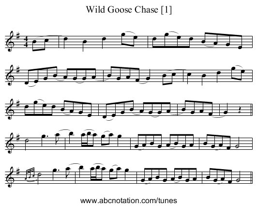 Wild Goose Chase [1] - staff notation