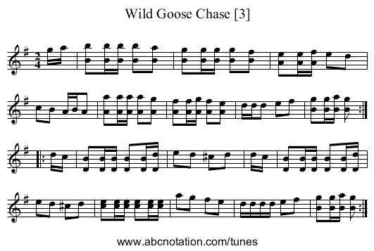 Wild Goose Chase [3] - staff notation