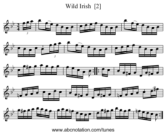 Wild Irish  [2] - staff notation