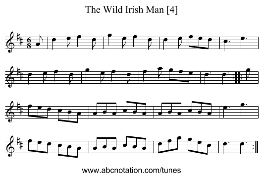 Wild Irish Man [4], The - staff notation