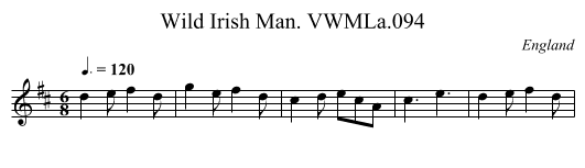 Wild Irish Man. VWMLa.094 - staff notation