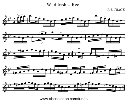 Wild Irish -- Reel - staff notation