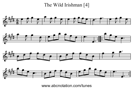 Wild Irishman [4], The - staff notation