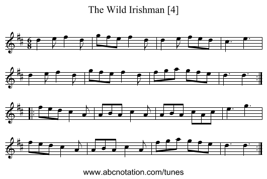 Wild Irishman [4], The - staff notation
