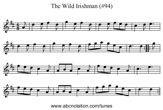 Wild Irishman (#94), The - staff notation
