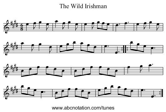 Wild Irishman, The - staff notation