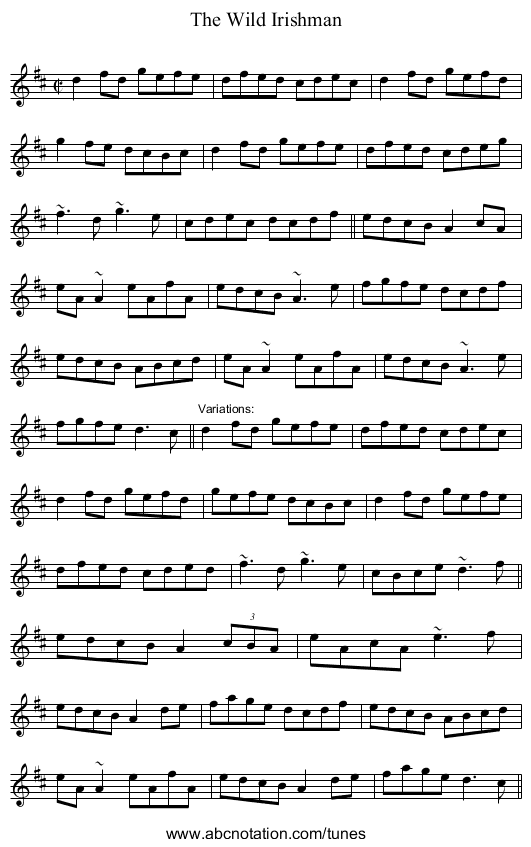 Wild Irishman, The - staff notation