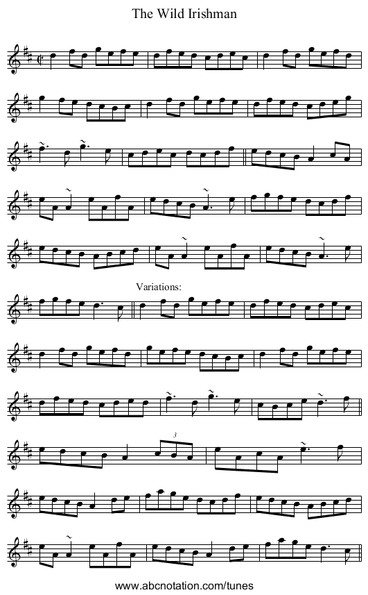Wild Irishman, The - staff notation