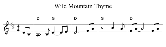 Wild Mountain Thyme - staff notation