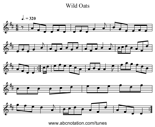 Wild Oats - staff notation