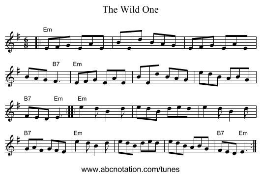 Wild One, The - staff notation