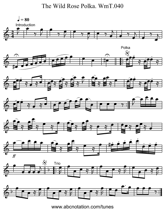 Wild Rose Polka. WmT.040, The - staff notation