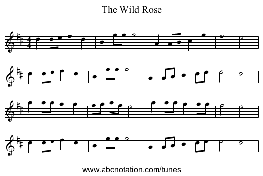 Wild Rose, The - staff notation