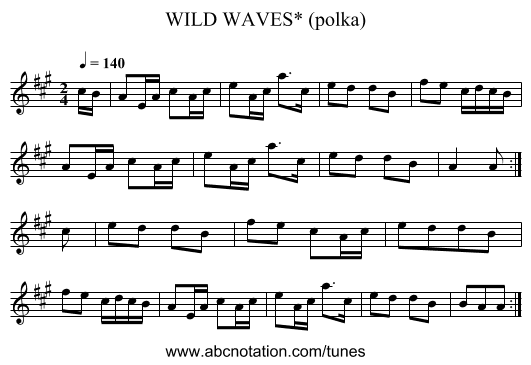 WILD WAVES* (polka) - staff notation