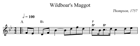 Wildboar's Maggot - staff notation