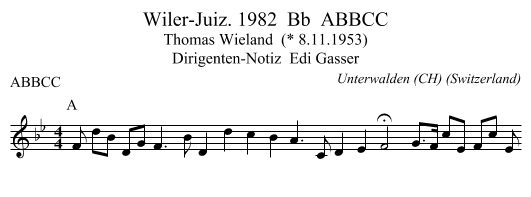 Wiler-Juiz. 1982  Bb  ABBCC - staff notation