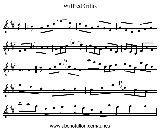 Wilfred Gillis - staff notation