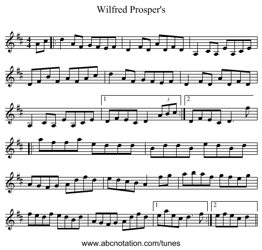 Wilfred Prosper's - staff notation