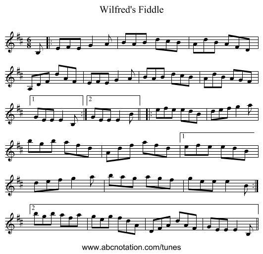 Wilfred's Fiddle - staff notation