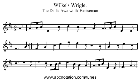 Wilke's Wrigle. - staff notation