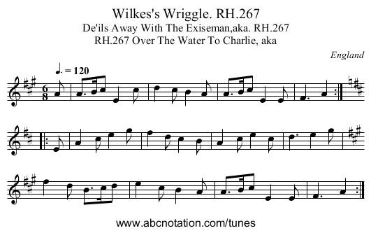 Wilkes's Wriggle. RH.267 - staff notation