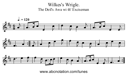 Wilkes's Wrigle. - staff notation