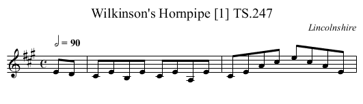 Wilkinson's Hornpipe [1] TS.247 - staff notation