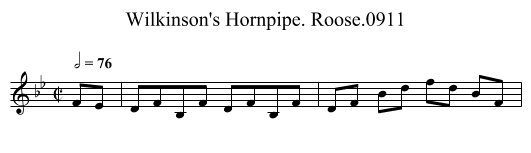 Wilkinson's Hornpipe. Roose.0911 - staff notation