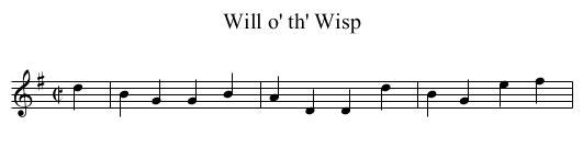 Will o' th' Wisp - staff notation