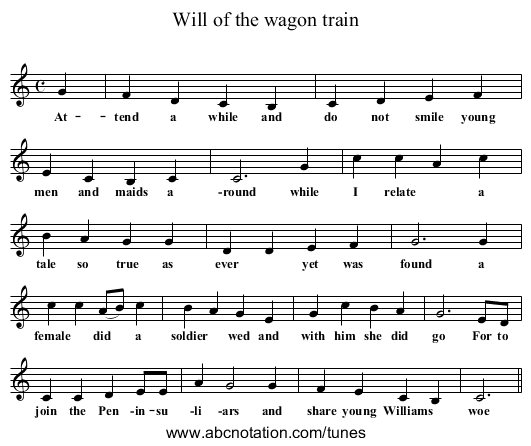 Will of the wagon train - staff notation