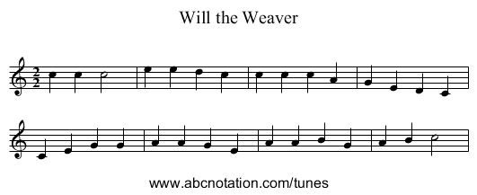 Will the Weaver - staff notation