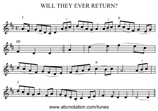 WILL THEY EVER RETURN? - staff notation