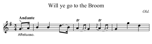 Will ye go to the Broom - staff notation
