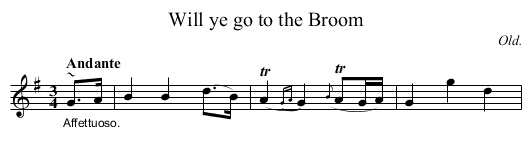 Will ye go to the Broom - staff notation