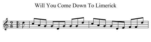Will You Come Down To Limerick - staff notation