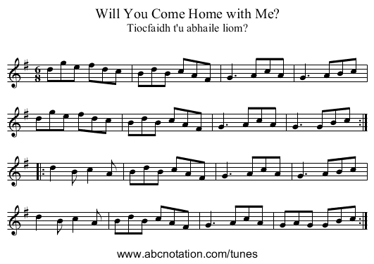 Will You Come Home with Me? - staff notation