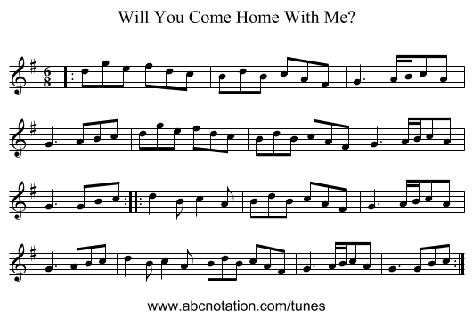 Will You Come Home With Me? - staff notation