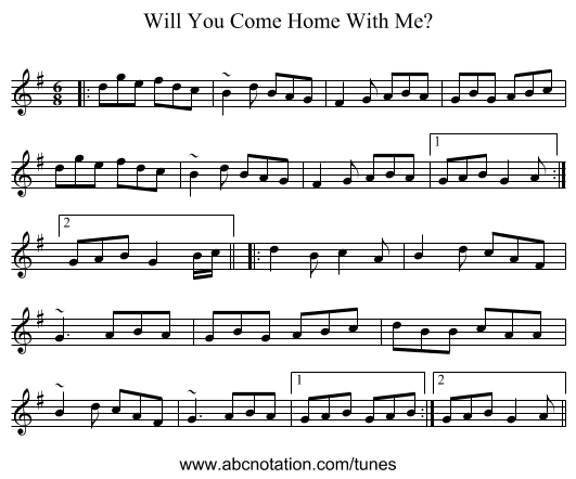 Will You Come Home With Me? - staff notation