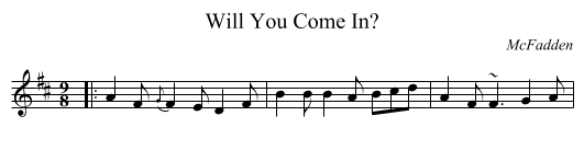 Will You Come In? - staff notation