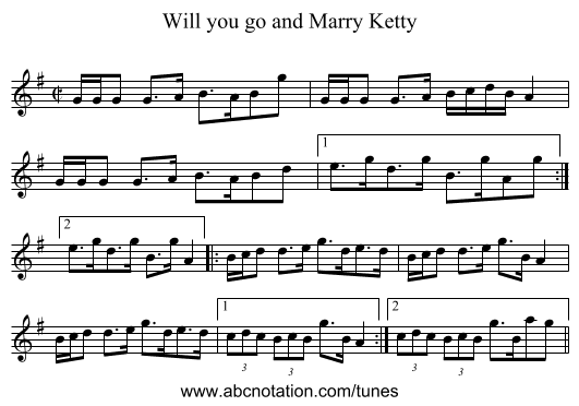 Will you go and Marry Ketty - staff notation