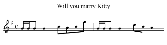 Will you marry Kitty - staff notation