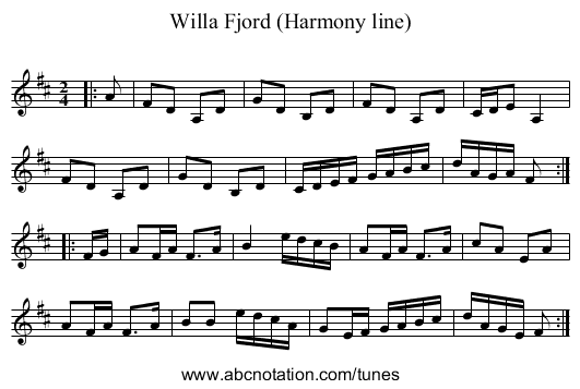 Willa Fjord (Harmony line) - staff notation