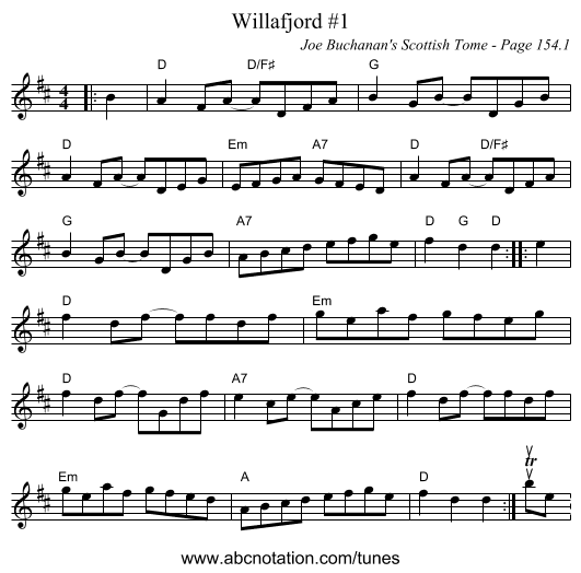 Willafjord #1 - staff notation