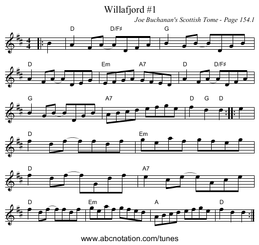 Willafjord #1 - staff notation
