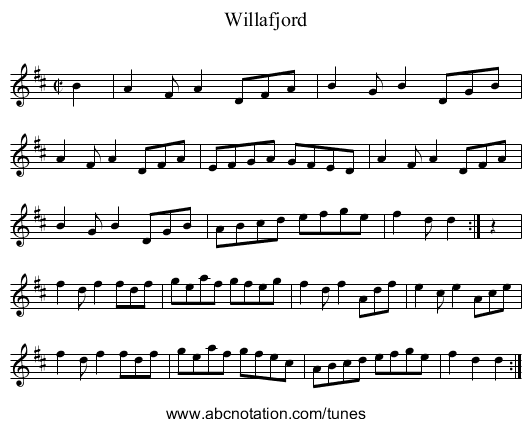 Willafjord - staff notation