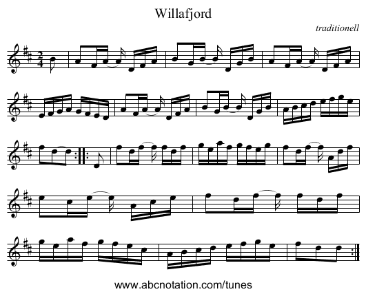 Willafjord - staff notation