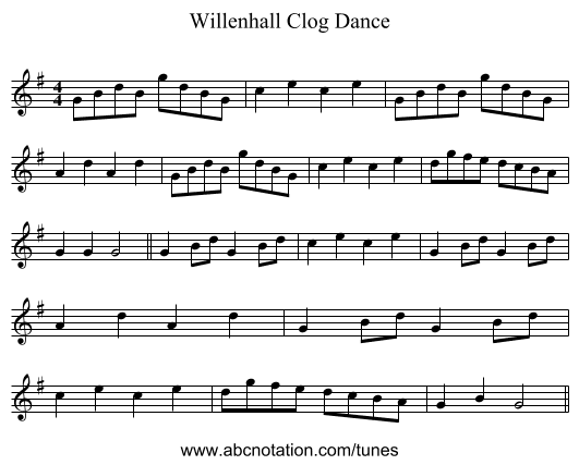 Willenhall Clog Dance - staff notation