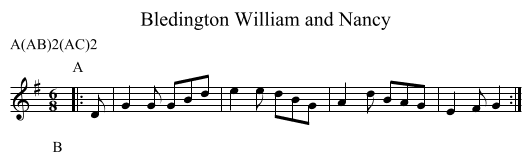 William and Nancy, Bledington - staff notation