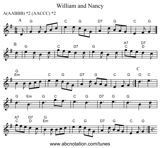 William and Nancy - staff notation