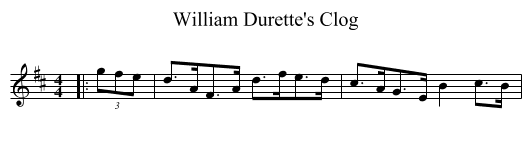 William Durette's Clog - staff notation